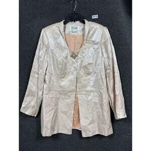 JP Fall Jacket Womens 16 Champagne Silky Shimmer Dressy Blazer Brooch Made USA